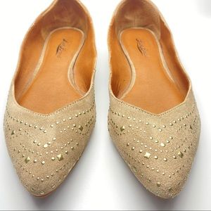 Regan Metallic Stud leather Flats pointed toe
